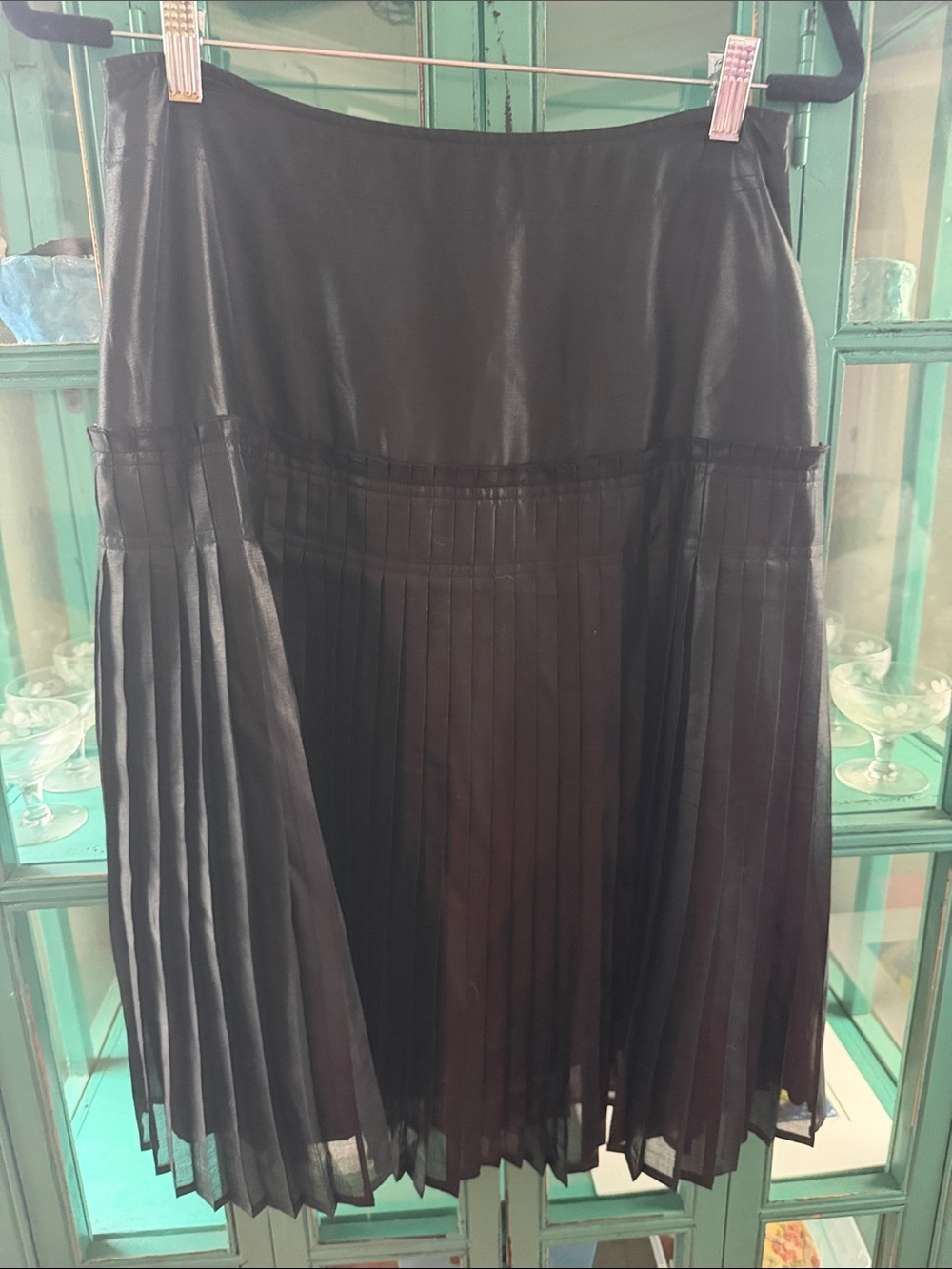 Isda & Co Women's Black Pleated lined A-Line Skirt EUC